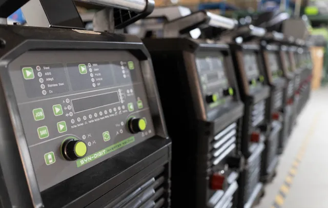 Circuit boards and wiring inside welding machines during assembly